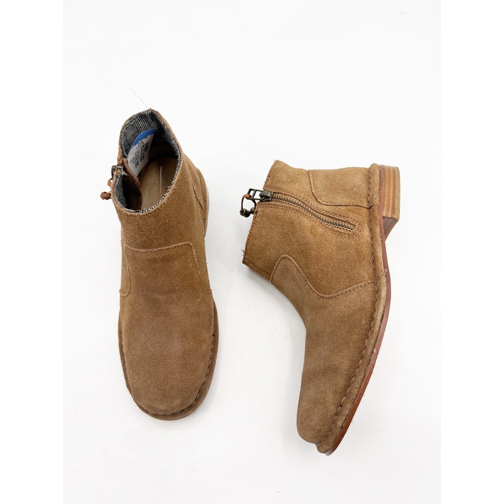 Olukai Kaona Tan Suede Ankle Boots Side Zip Leather Sole Womens 6 20150-3434